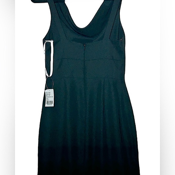 NWT Dessy Collection Black Cowl-Neck Wide Strap Crepe Trumpet Gown Front Slit 2R - Picture 9 of 16